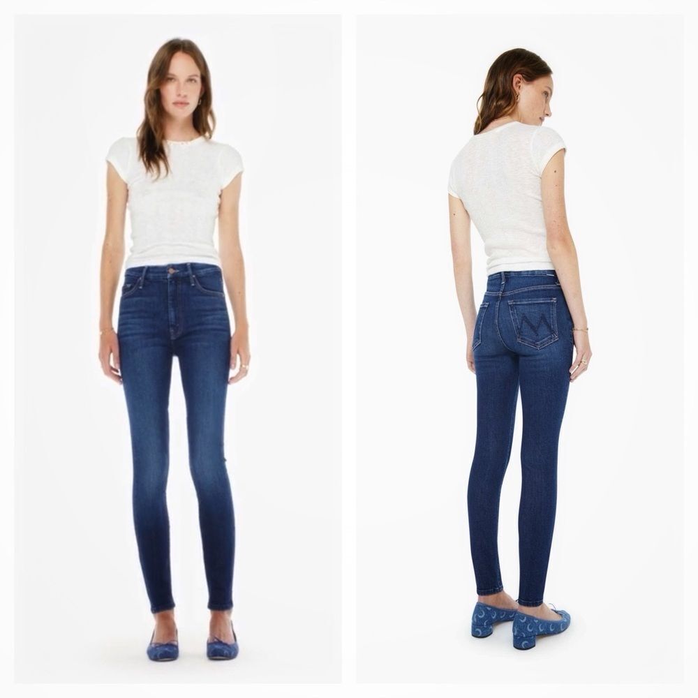 Mother Denim High Waisted Looker Skinny Jeans Coffee Tea Or Me Wash
